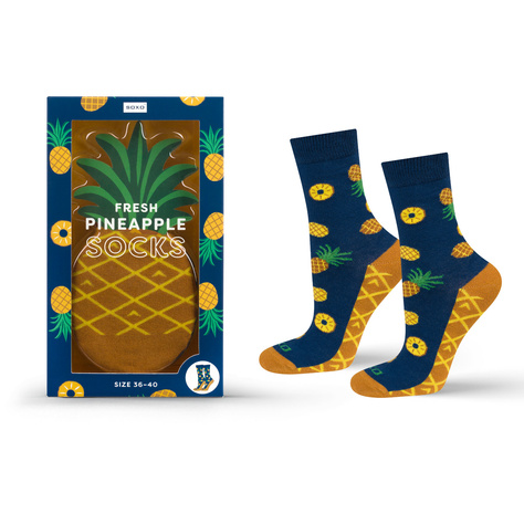 Calcetines SOXO Mujer | Calcetines SOXO Hombre | Piña en caja | Idea de regalo divertida | Unisex