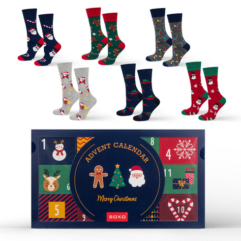 calendario de adviento | regalo de navidad | Mikolajki | para él | Juego de 6 calcetines SOXO GOOD STUFF de color para hombre