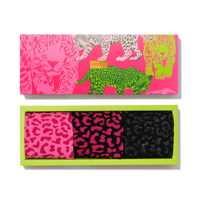 Calcetines de mujer SOXO Leopard rosas en paquete - 3 pares
