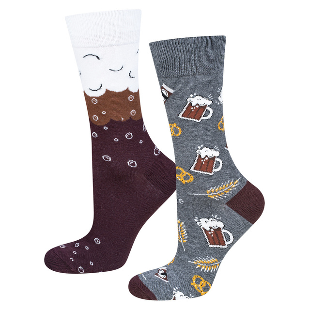 Juego de 3 calcetines coloridos SOXO GOOD STUFF para hombre con cerveza divertida en una lata para regalo