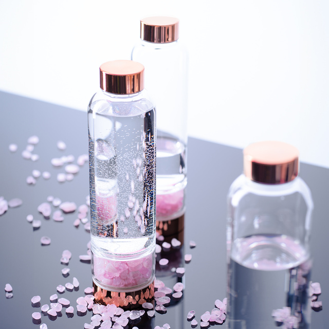 Botella de agua de cuarzo rosa 450 ml 