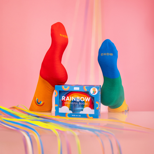 Calcetines de mujer | Calcetines de hombre SOXO | Arco iris en una caja | Idea de regalo divertida | Unisex