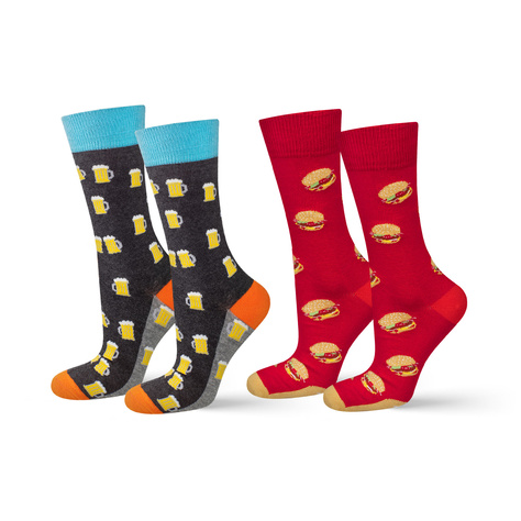 Calcetines de hombre SOXO | Hamburguesa en una caja | Cerveza en una lata | Regalo divertido para él
