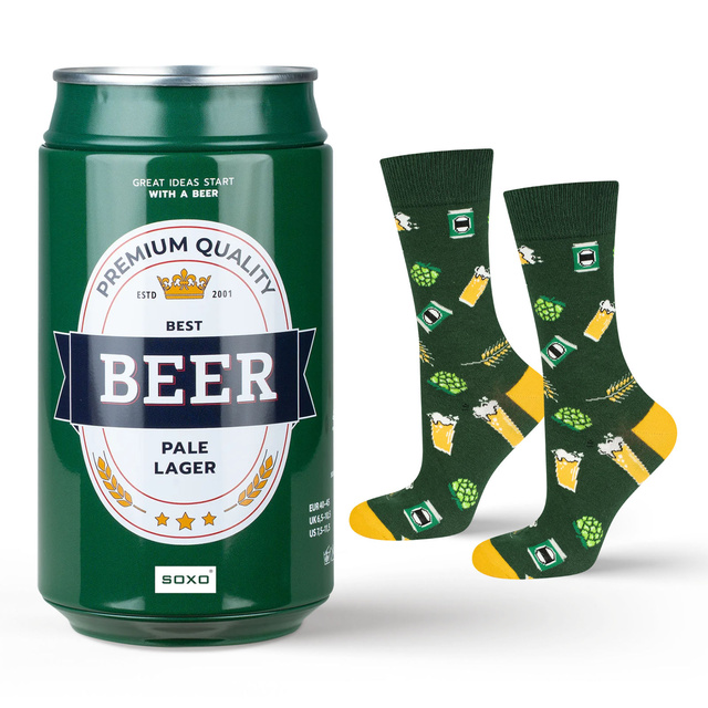 Calcetines de colores SOXO GOOD STUFF para hombre, divertida cerveza oscura, ahumada en lata
