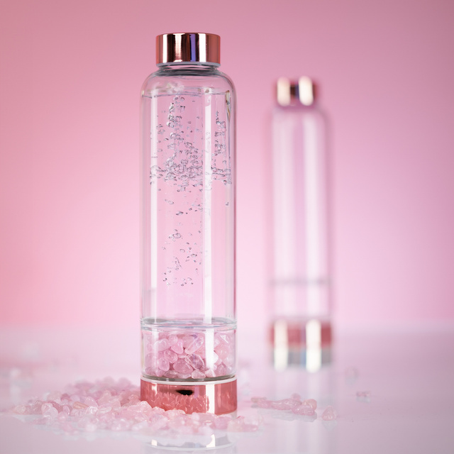 Botella de agua de cuarzo rosa 450 ml 