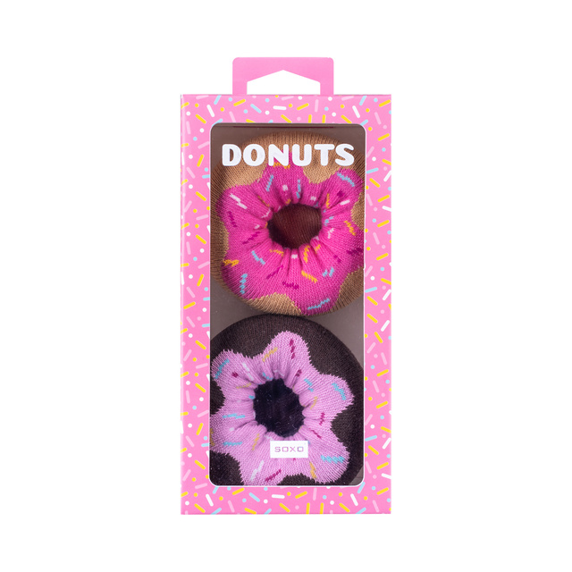 Juego de 2 calcetines Soxo Donut para mujer en una caja | Perfecto para un regalo | divertido y feliz | rosa
