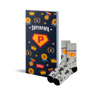 Coloridos calcetines de hombre SOXO con la inscripción "SuperPapa" | regalo del dia del padre