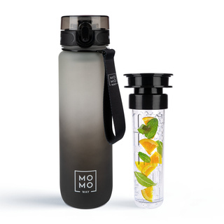 MOMO WAY Botella de agua gris-negro | idea de regalo | BPA free | Tritan