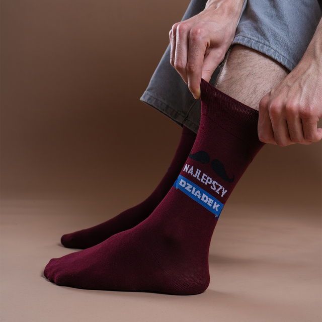 Calcetines coloridos de SOXO GOOD STUFF para hombre, algodón con inscripciones polacas super grandpa