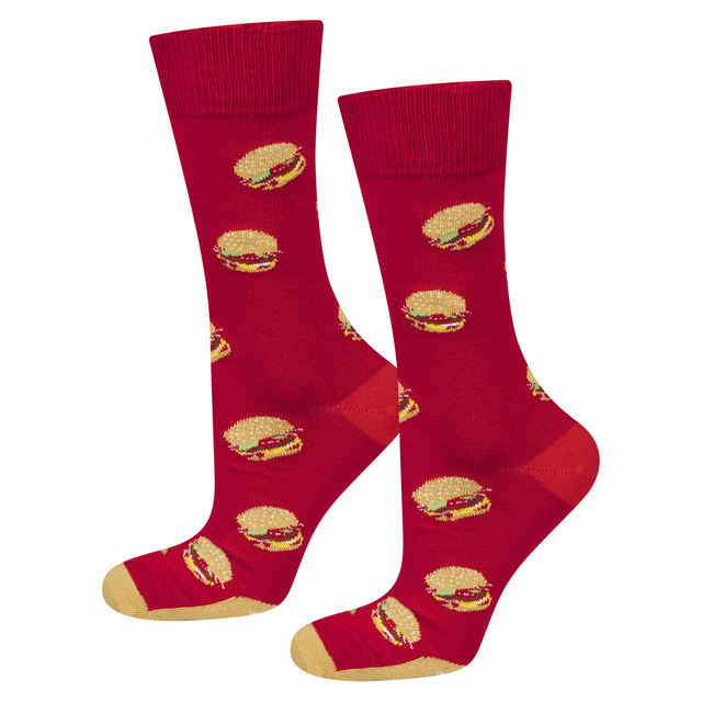Juego de calcetines de carne y calcetines de hamburguesa en una caja