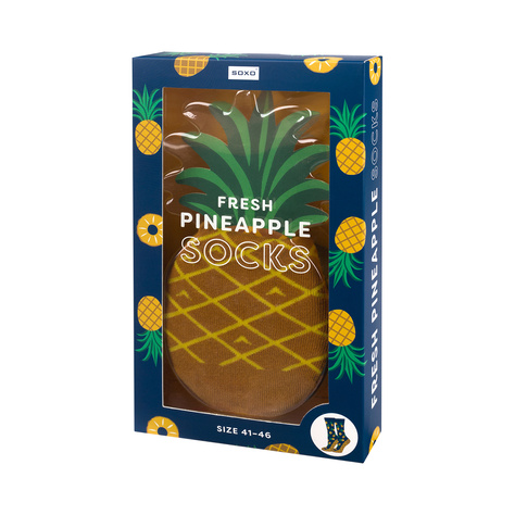 Set de 2x Calcetines SOXO Mujer | Hombre | Aguacate en caja | Piña en caja | Calcetines divertidos para Ella | para Él Unisex