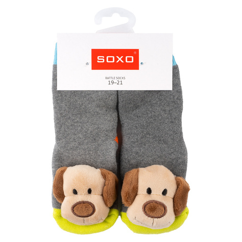 Set de 3 calcetines de colores para bebé SOXO con sonajero