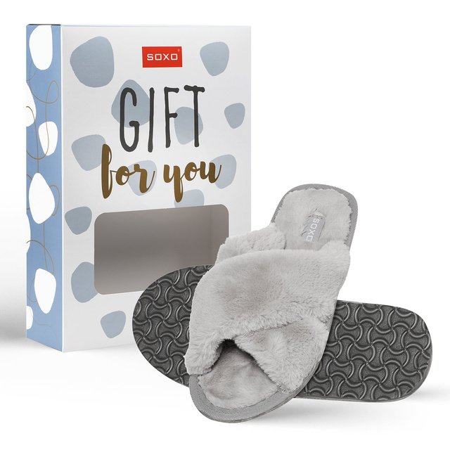 Zapatillas SOXO para mujer color gris peludo