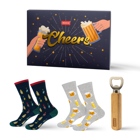 Set de calcetines para hombre SOXO Cheers – 2 pares y un abrebotellas