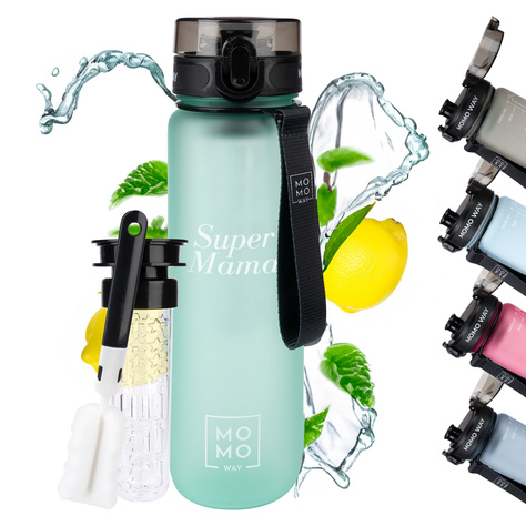 MOMO WAY Botella de agua verde claro | ideal para viajes | BPA free | Tritan
