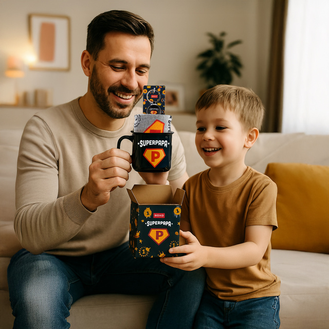 Conjunto de calcetines Super Papa para hombre en taza con llavero