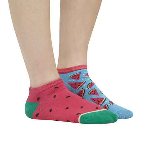 Juego de 2 calcetines tobilleros SOXO de colores para mujer | coloridos patrones de frutas