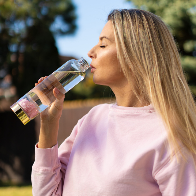 Botella de agua de cuarzo rosa 450 ml 