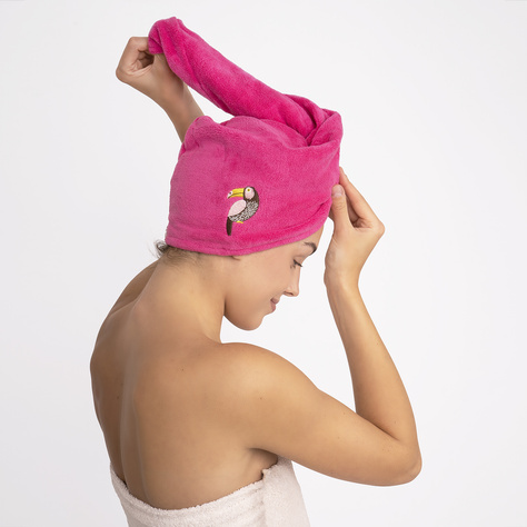 MOMO WAY Turbante de baño rosa | toalla tucan