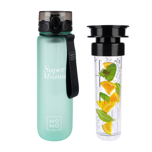MOMO WAY Botella de agua verde claro | ideal para viajes | BPA free | Tritan