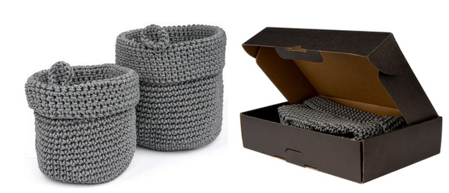 Juego de 2 cestas de baño Momo Way gris 14cm y 17cm