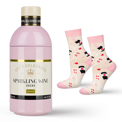 SOXO GOOD STUFF calcetines de mujer graciosos Sparkling Wine en una botella de regalo