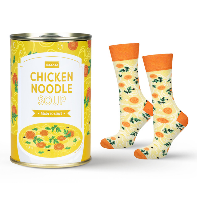 Calcetines Mujer | Sopa de pollo SOXO GOOD STUFF para hombre en calcetines de lata como regalo para ella | para el unisexo