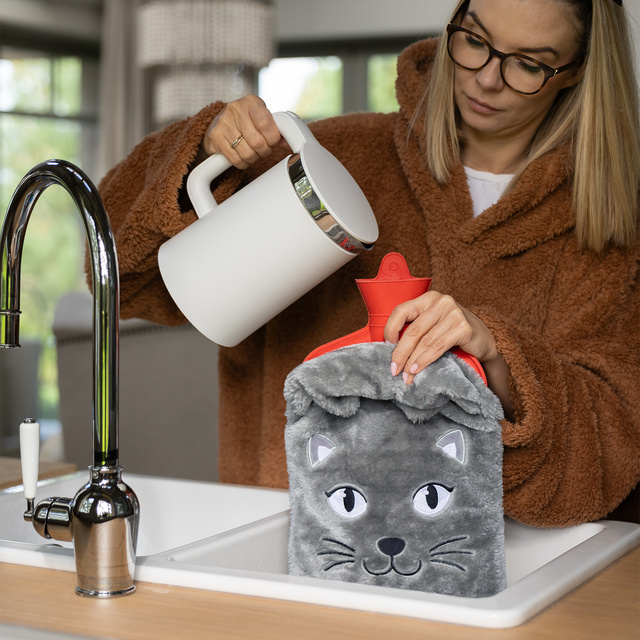Bolsa de agua caliente con funda de gato 3,5 l