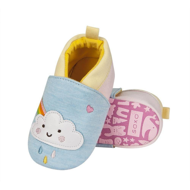 Zapatillas de bebé SOXO azul con sol y nube