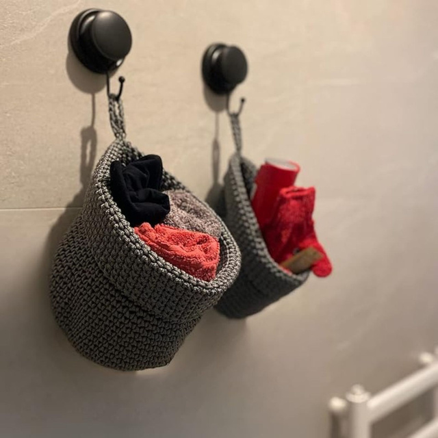 Juego de 2 cestas de baño Momo Way gris 14cm y 17cm