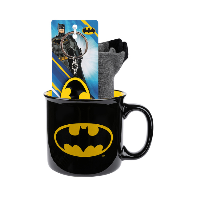 Batman set taza calcetines y llavero