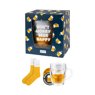 Un par de calcetines de hombre SOXO en una jarra de cerveza con almohadillas