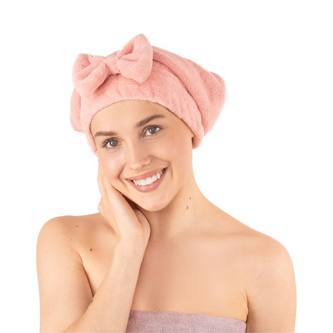 MOMO WAY turbante de baño rosa con lazo | toalla 