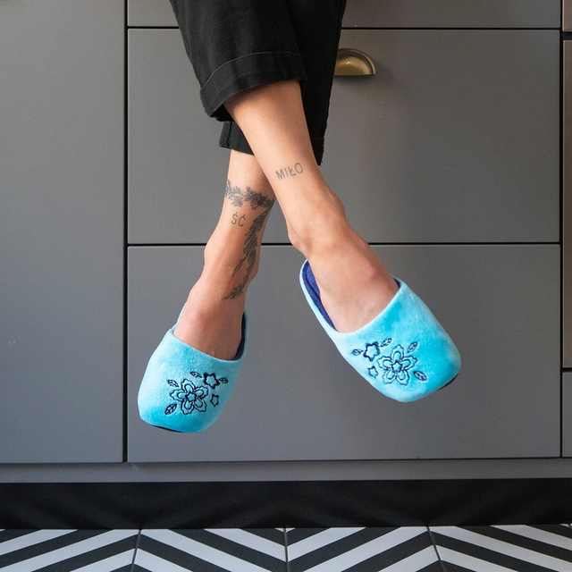 Zapatillas de mujer con bordado SOXO - Azul
