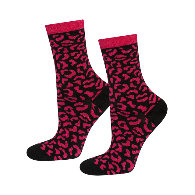 Calcetines de mujer SOXO Leopard rosas en paquete - 3 pares