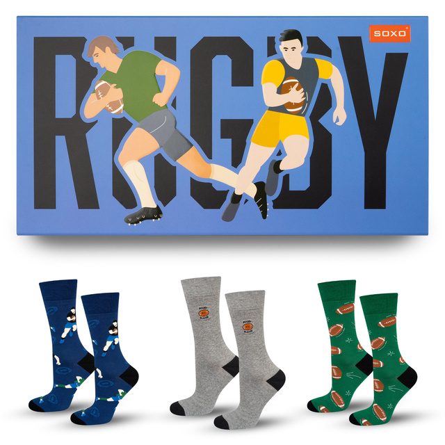 Calcetines de colores para hombre SOXO Rugby - 3 pares 