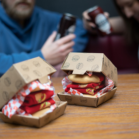 Calcetines Mujer | SOXO para hombre | Hamburguesa en una caja | idea de regalo alegre | calcetines divertidos para ella | para el unisexo