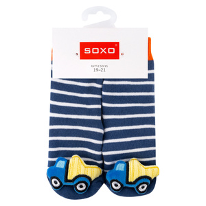 Set de 3 calcetines de colores para bebé SOXO con sonajero