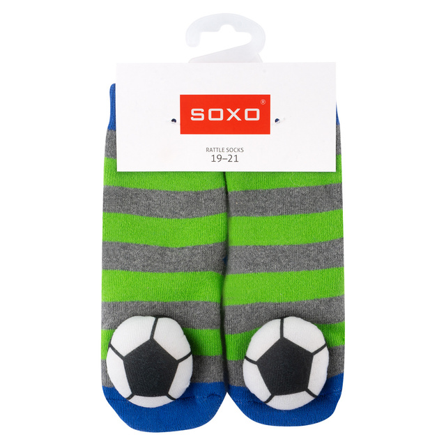 Set de 3 calcetines de colores para bebé SOXO con sonajero