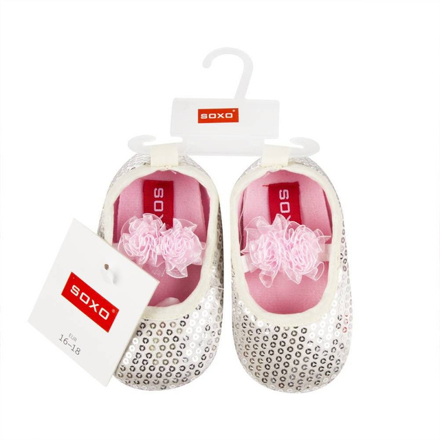 Pantuflas bailarinas bebé SOXO plateadas para Princesa