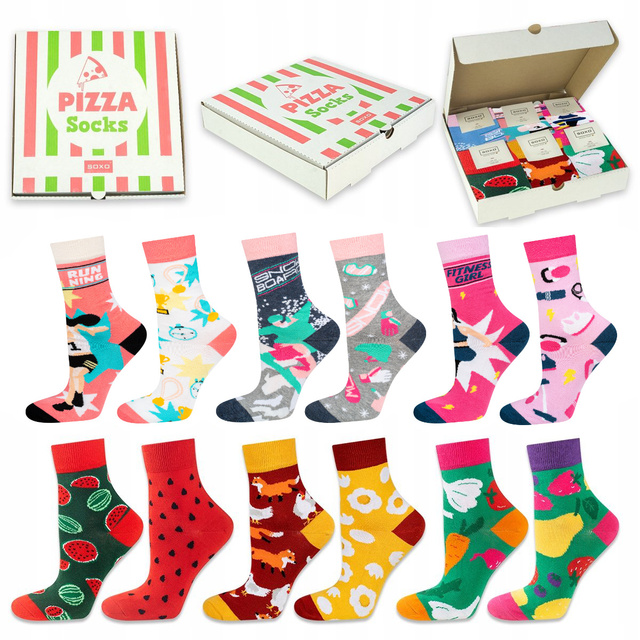Un juego en una caja de 6 calcetines coloridos SOXO para mujer