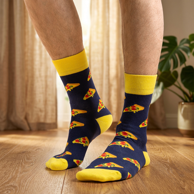 Coloridos calcetines SOXO para hombre y mujer con pizza en una caja | regalo para un hombre | regalo para mujer