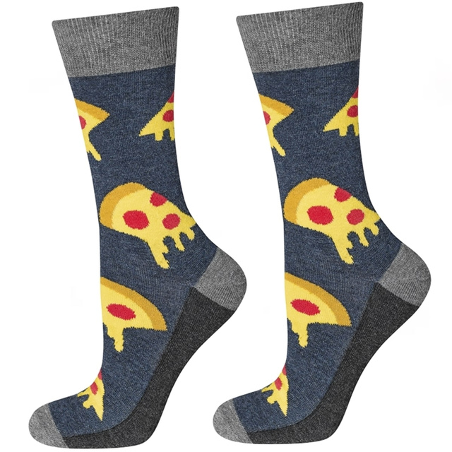 Juego de 6 calcetines coloridos SOXO GOOD STUFF para hombre en una caja de pizza