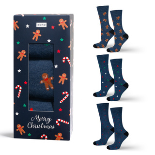 Set 3x Calcetines coloridos para hombre SOXO GOOD STUFF Calcetines de algodón de regalo de feliz Navidad