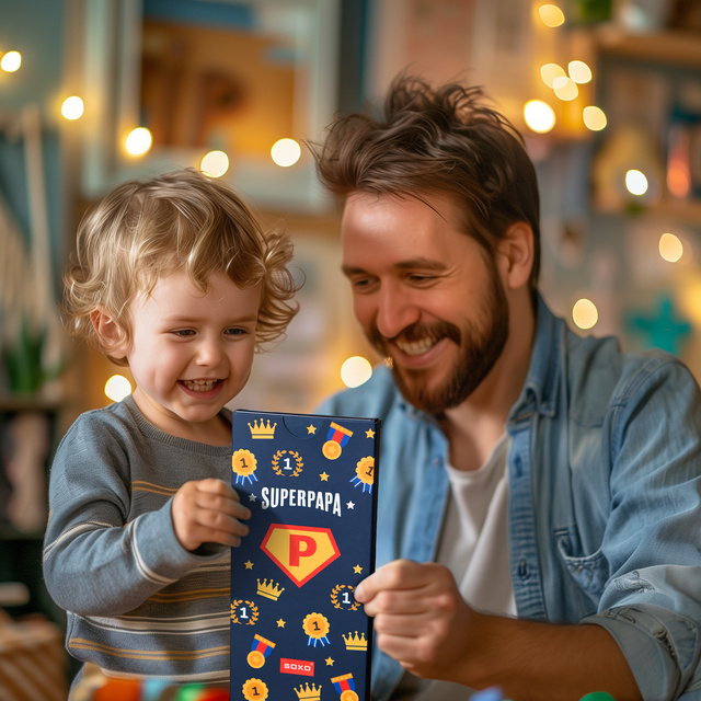 Coloridos calcetines de hombre SOXO con la inscripción "SuperPapa" | regalo del dia del padre