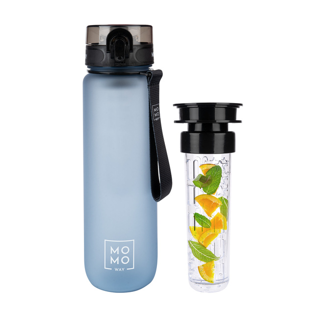 MOMO WAY Botella de agua gris | idea de regalo | BPA free | Tritan