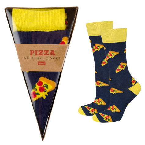 Coloridos calcetines SOXO para hombre y mujer con pizza en una caja | regalo para un hombre | regalo para mujer