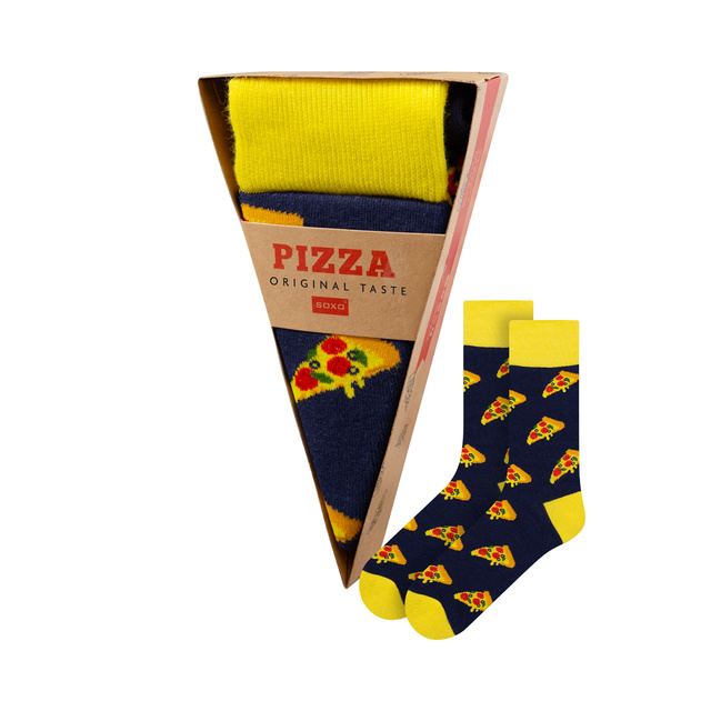 Coloridos calcetines SOXO para hombre y mujer con pizza en una caja | regalo para un hombre | regalo para mujer