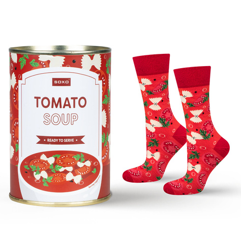 Calcetines de hombre | Sopa de tomate SOXO GOOD STUFF para mujer en lata, colorida como regalo para él | para ella