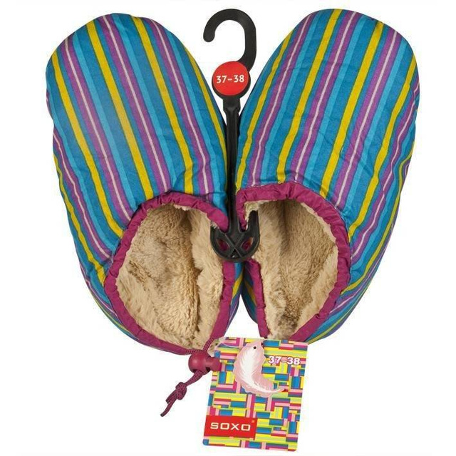 Zapatillas de mujer azules SOXO soft warm con plumas de pato